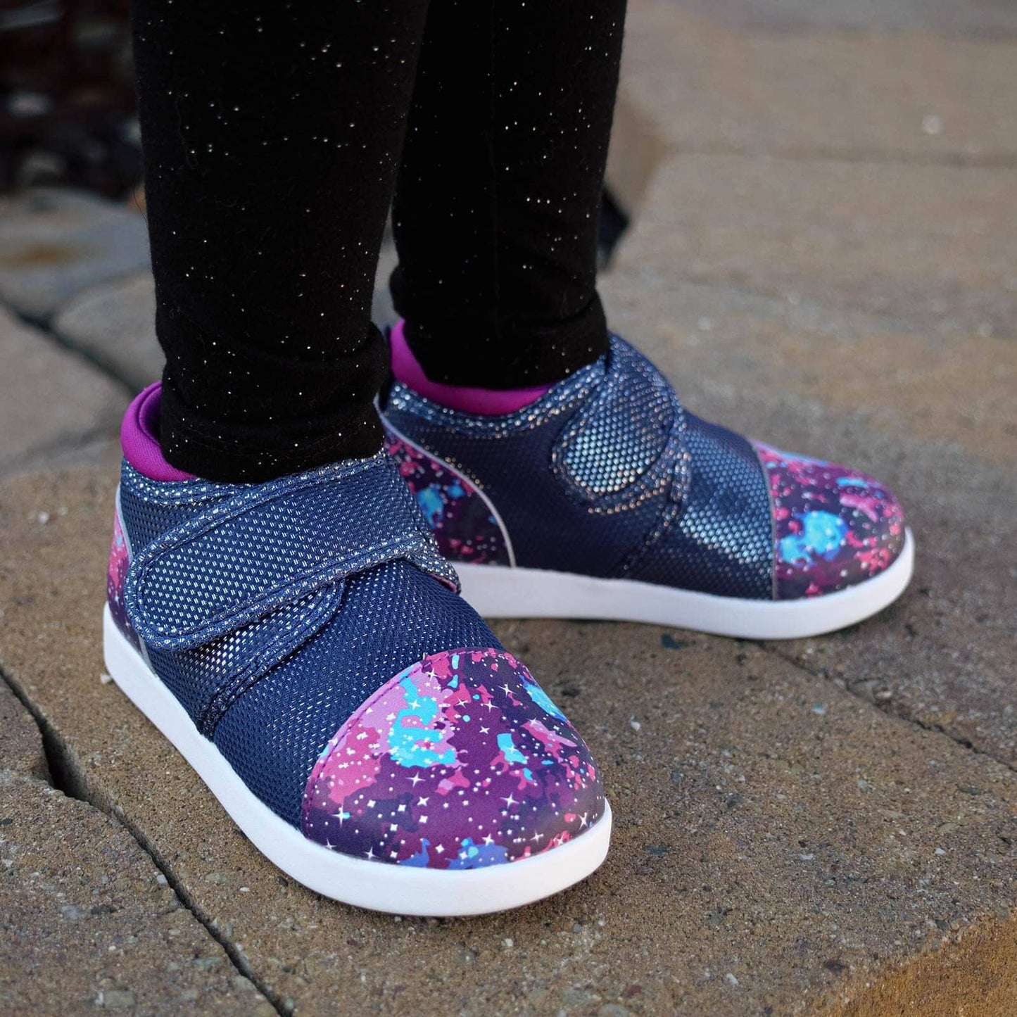 Purple Galaxy Squeakerless Toddler Shoes | Sparkly Purple Squeakerless Shoes ikiki® Shoes
