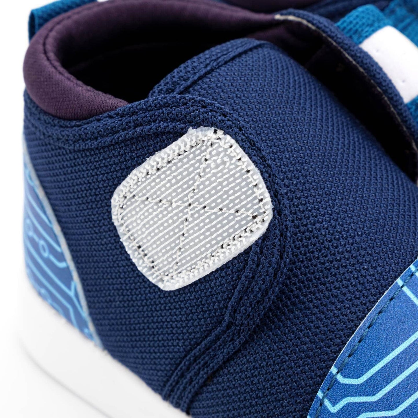 Cyber Stomp Squeakerless Toddler Shoes | Blue Circuit Board Pattern Squeakerless Shoes ikiki® Shoes
