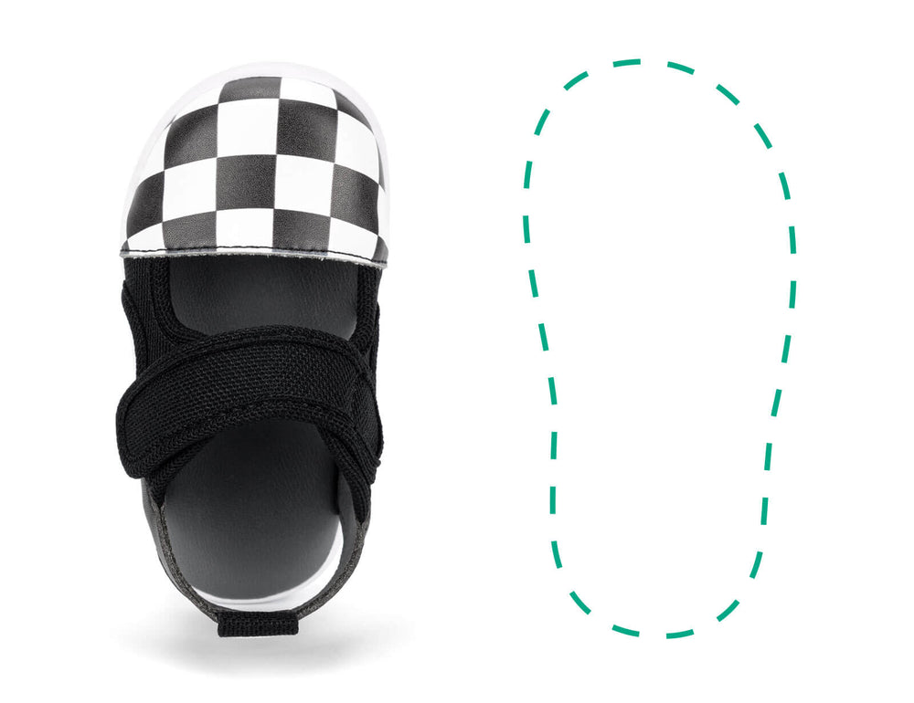 
                  
                    Checkered Single Squeakerless Toddler Sandals | Black/White
                  
                