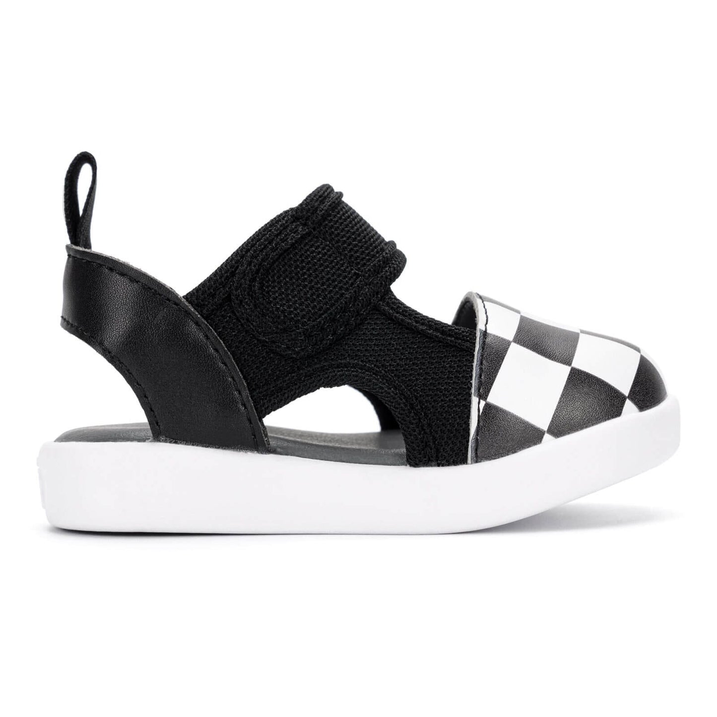 Checkered Squeakerless Toddler Sandals | Black/White Squeakerless Sandals ikiki® Shoes