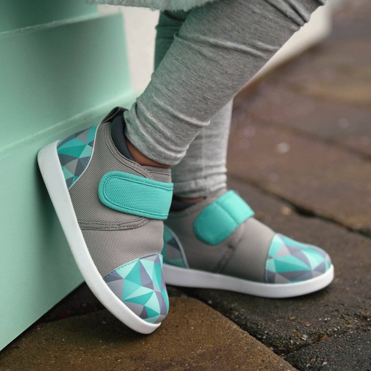Glacial Refraction Squeakerless Toddler Shoes | Teal/Gray Squeakerless Shoes ikiki® Shoes