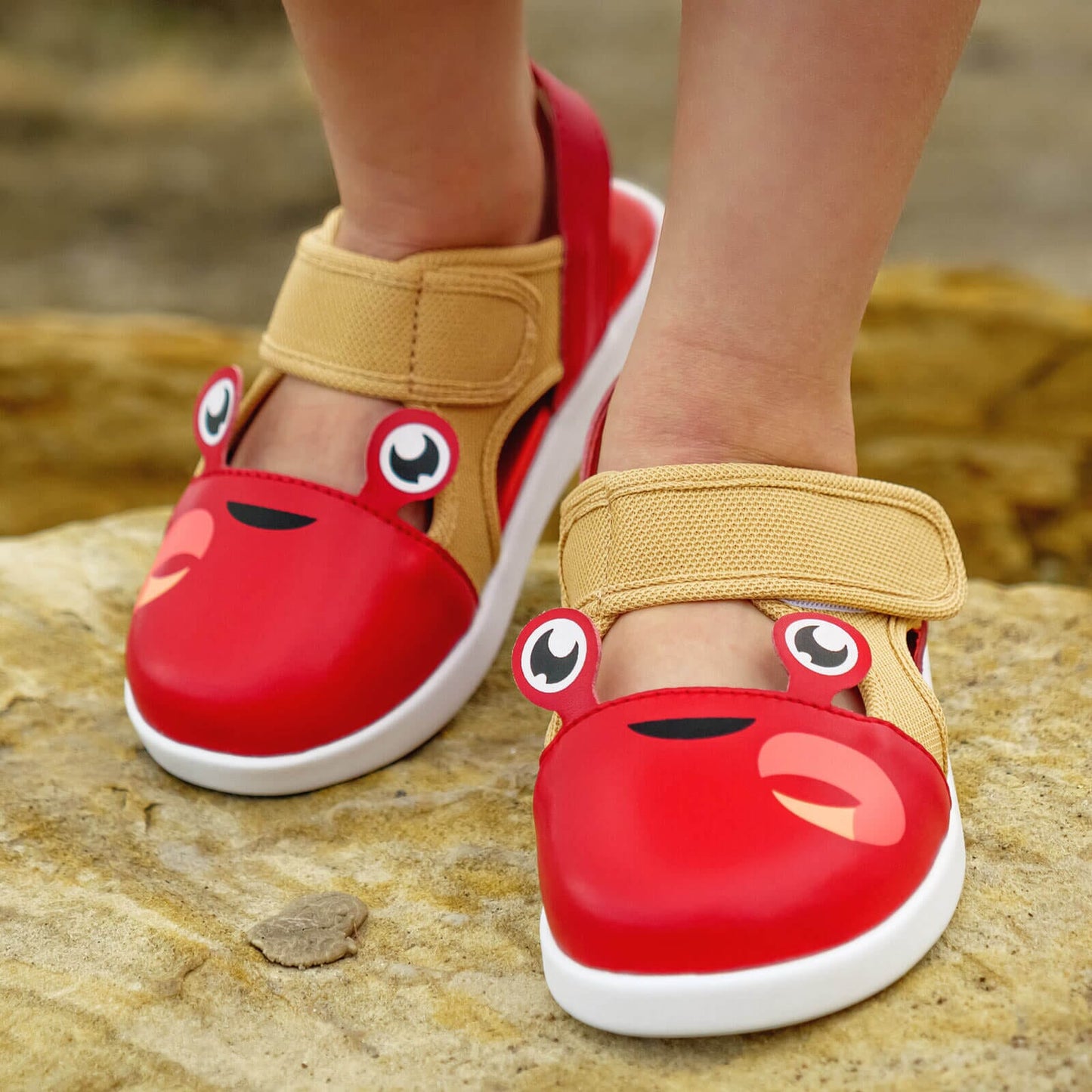 Crab Squeakerless Toddler Sandals | Red/Tan Squeakerless Sandals ikiki® Shoes