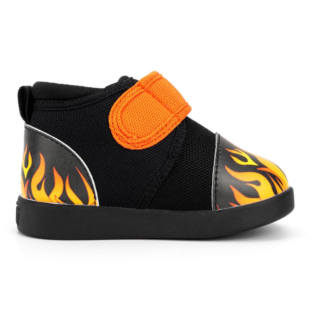
                  
                    Scorching Hotrod Squeakerless Toddler Shoes | Black Flame Pattern
                  
                