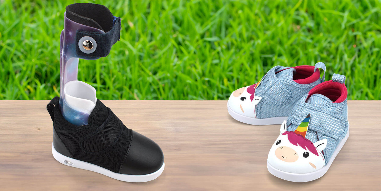 Black show with SMO and Unicorn shoes on table