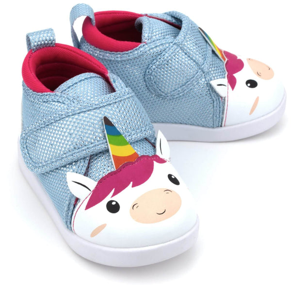 ukiukiukiです Unicorn Squeaky Toddler Shoes Version 2 | White/Sparkly Blue