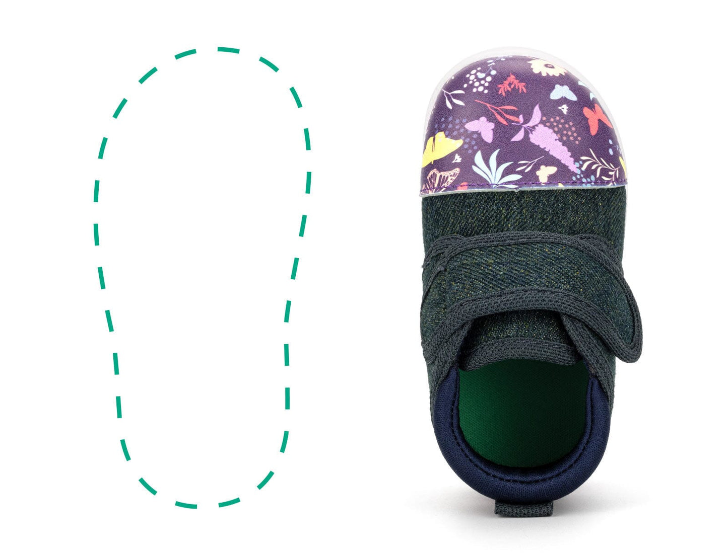 Butterfly Daydream Squeakerless Single Shoes | Purple/Denim ikiki® Shoes Size 3 Right Shoe Only 