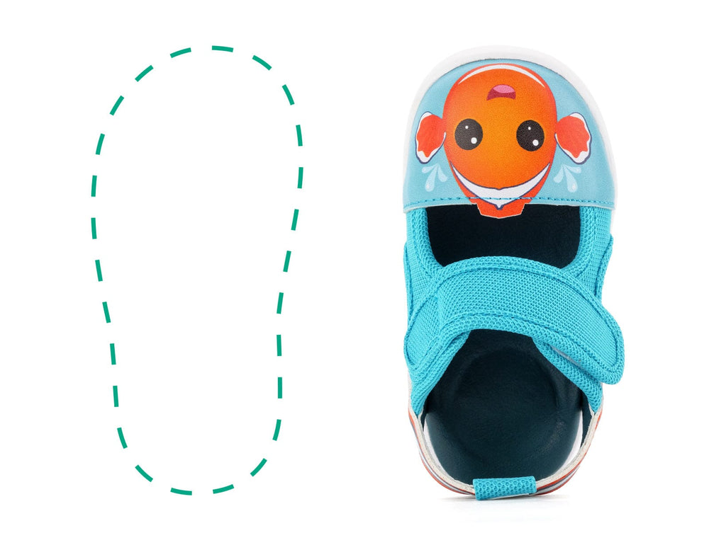 Clownfish Squeaky Single Sandals | Blue/Orange Shoes ikiki® Shoes Size 3 Blue Right