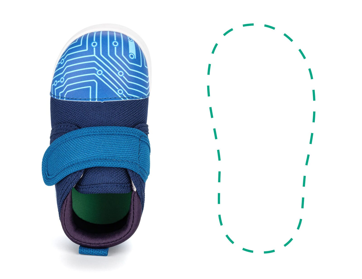 Cyber Stomp Squeakerless Single Shoes | Blue Circuit Board Pattern ikiki® Shoes 3 Blue Left Shoe Only