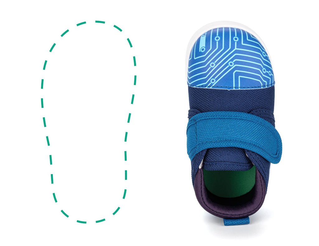 Cyber Stomp Squeakerless Single Shoes | Blue Circuit Board Pattern ikiki® Shoes 3 Blue Right Shoe Only