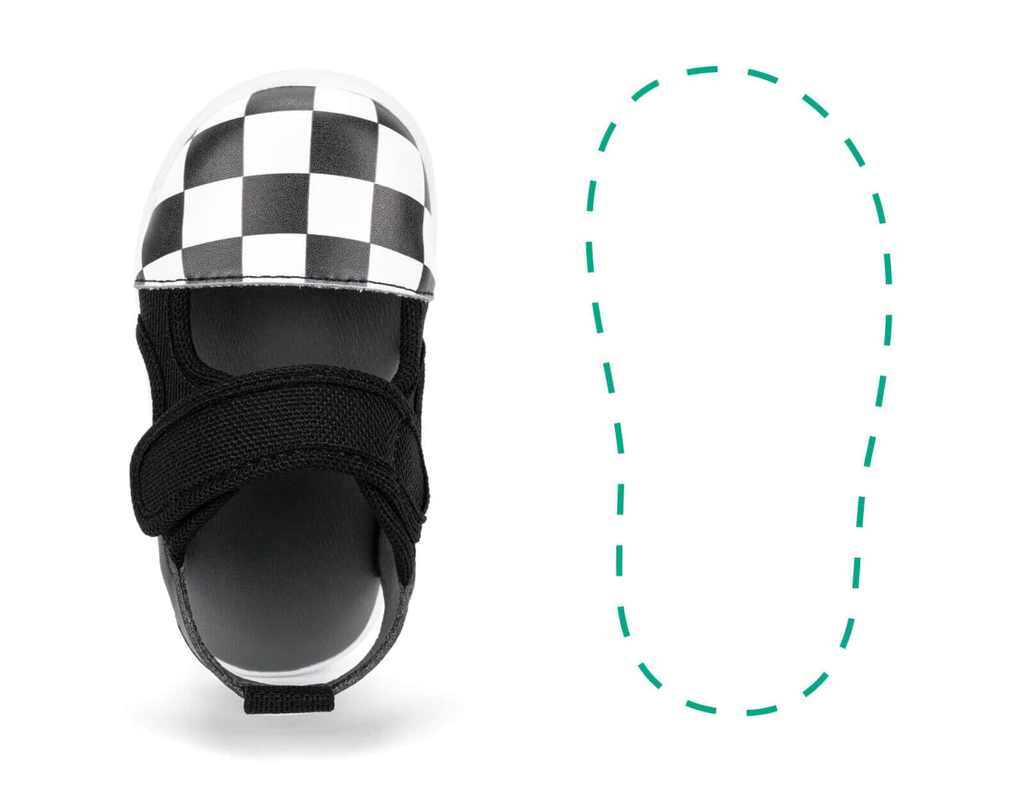 Checkered Single Squeakerless Toddler Sandals | Black/White Squeakerless Sandals ikiki® Shoes Size 4 Left Sandal Only 