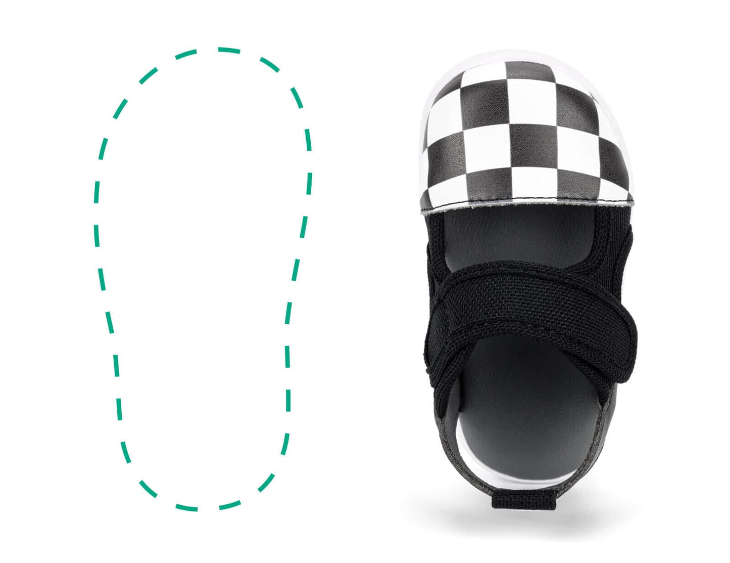Checkered Single Squeakerless Toddler Sandals | Black/White Squeakerless Sandals ikiki® Shoes Size 4 Right Sandal Only 
