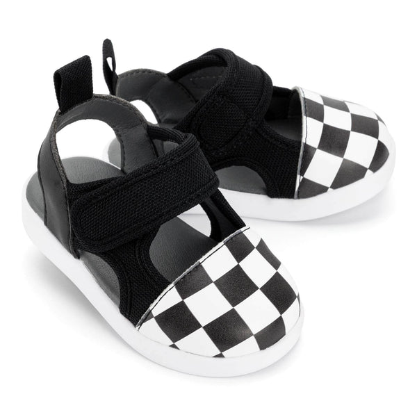 ikiki Checkered Squeakerless Toddler Sandals Black White Toddler Unisex Size 4