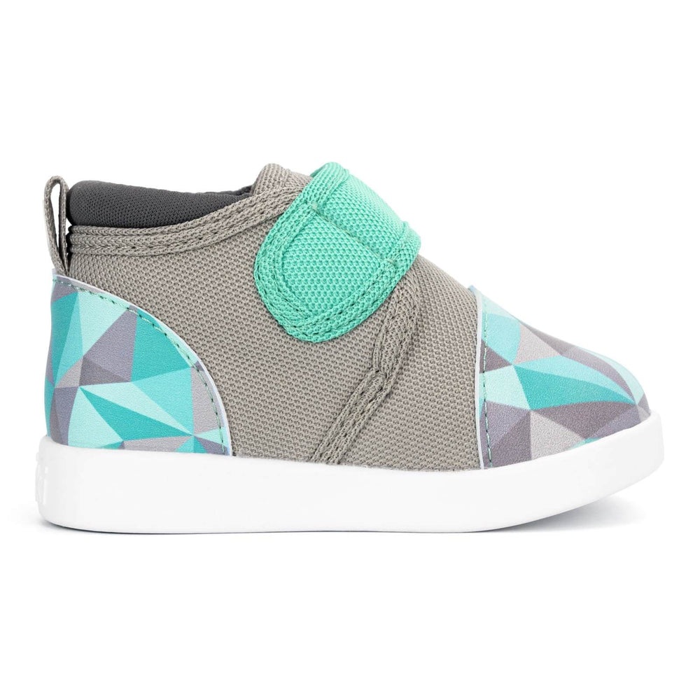 Teal Gray Triangle Pattern Toddler Shoes ikiki Squeakerless Shoes ikiki Shoes