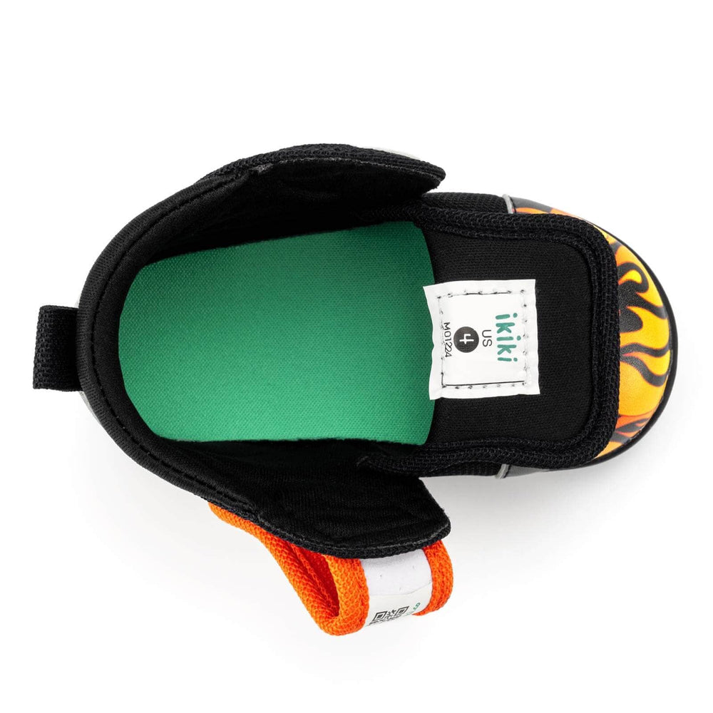 Scorching Hotrod Squeakerless Toddler Shoes | Black Flame Pattern Squeakerless Shoes ikiki® Shoes 
