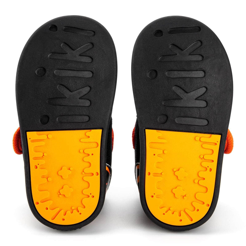 Scorching Hotrod Squeakerless Toddler Shoes | Black Flame Pattern Squeakerless Shoes ikiki® Shoes 