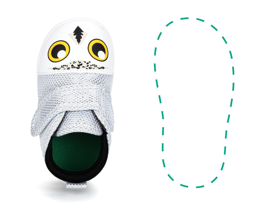 Snowy Owl Squeaky Single Shoes | Sparkly White ikiki® Shoes 3 Grey Left Shoe Only