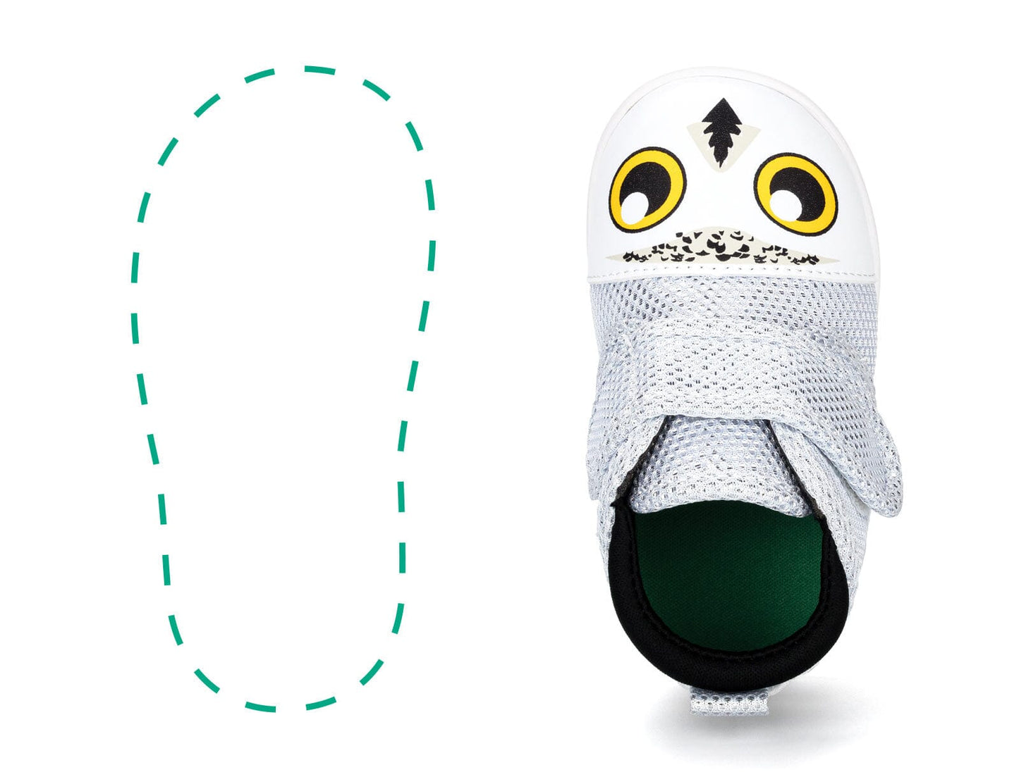 Snowy Owl Squeaky Single Shoes | Sparkly White ikiki® Shoes 3 Grey Right Shoe Only