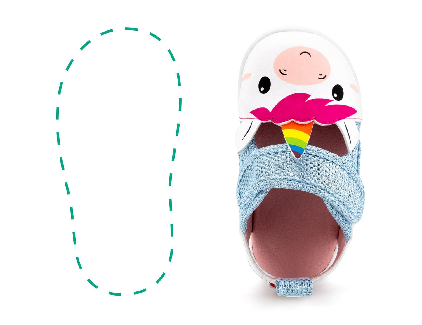Unicorn Squeaky Single Sandals | White/Sparkly Blue ikiki® Shoes 4 Blue Right Sandal Only